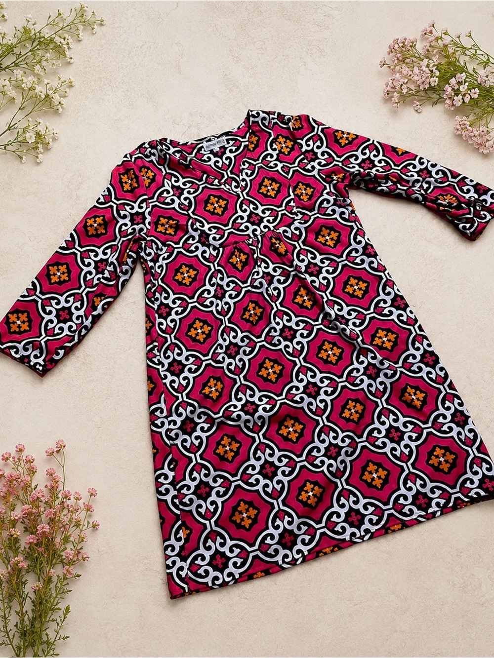 Buckhead Betties Geometric Print Dress | Pink & Orange | Preppy Chic